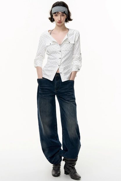 Loose Straight Wide-Leg Scimitar Jeans