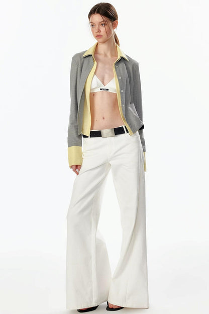 Color-Blocked Fake Two-Piece Shirt