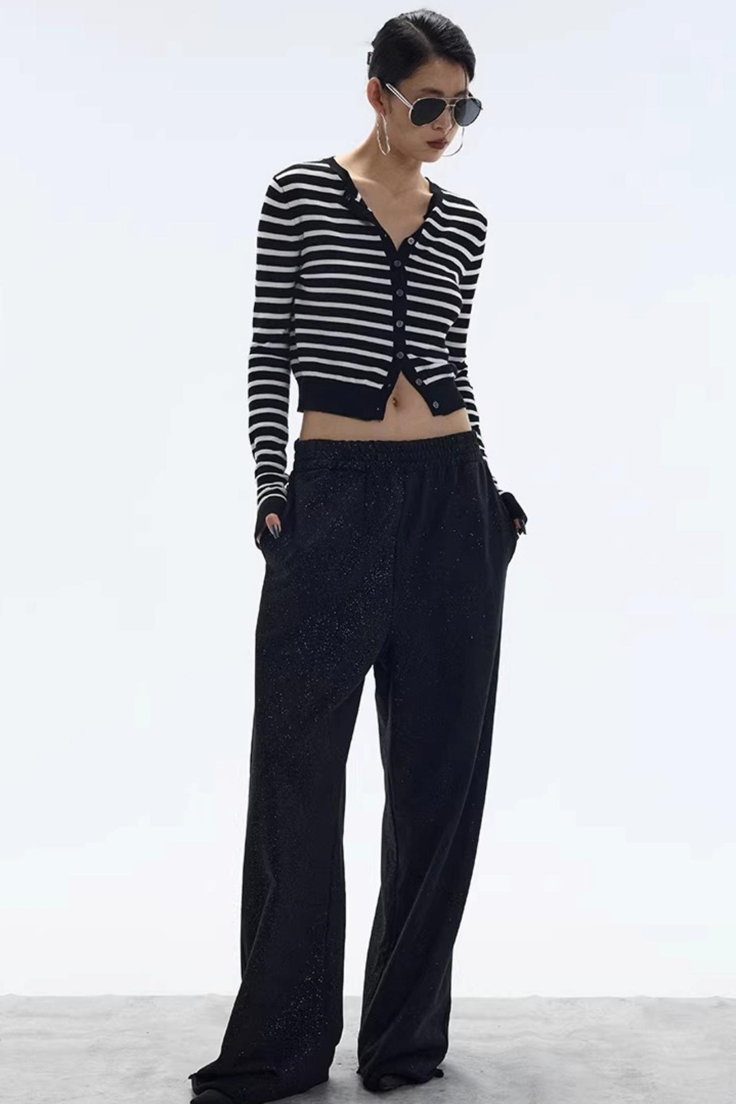 Striped Color-Block Knitted Cardigan