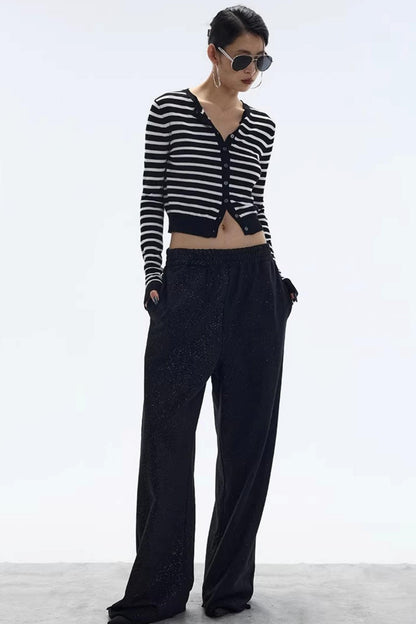 Striped Color-Block Knitted Cardigan