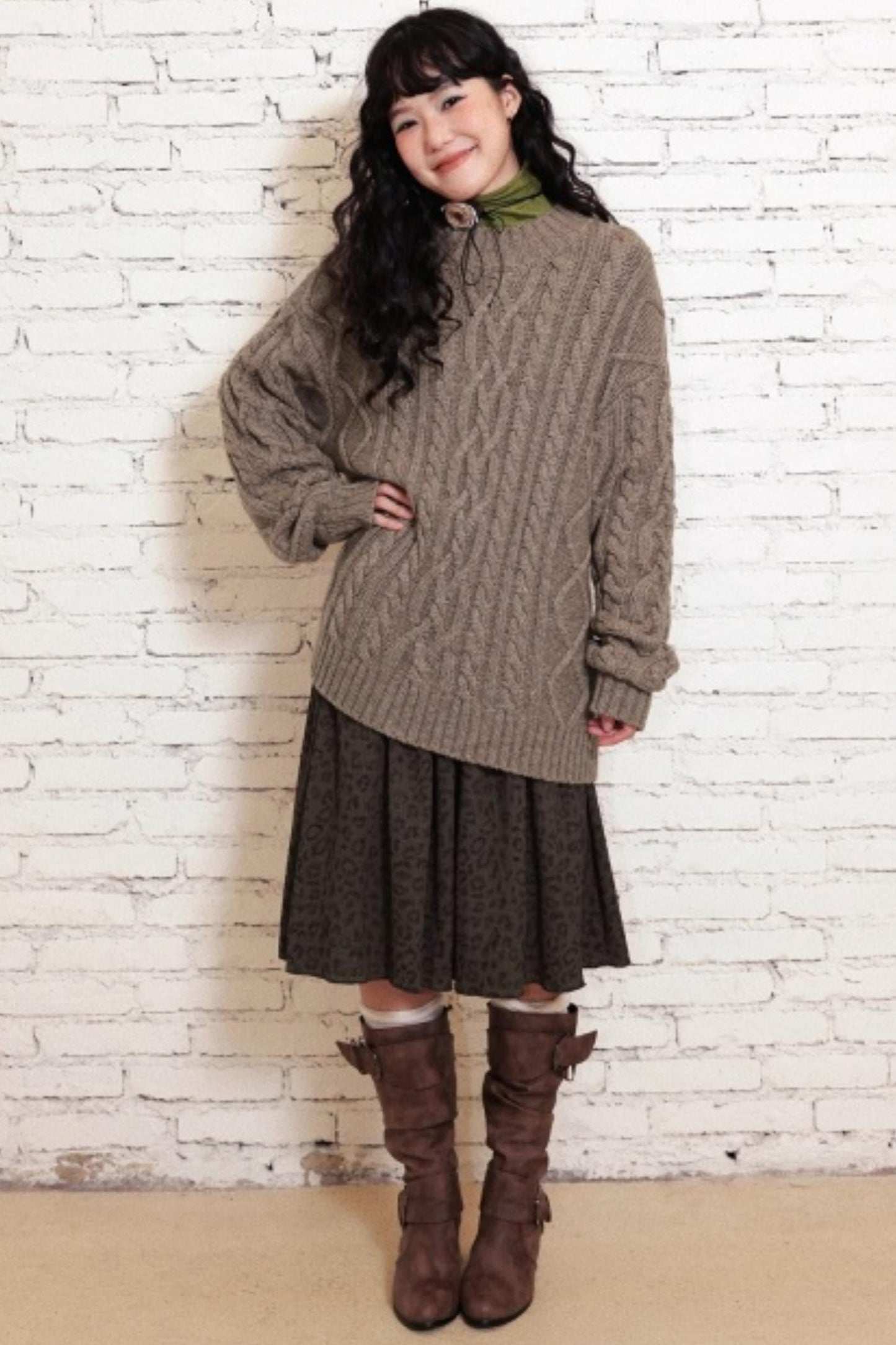 Sheep Wool Cable Knit Sweater