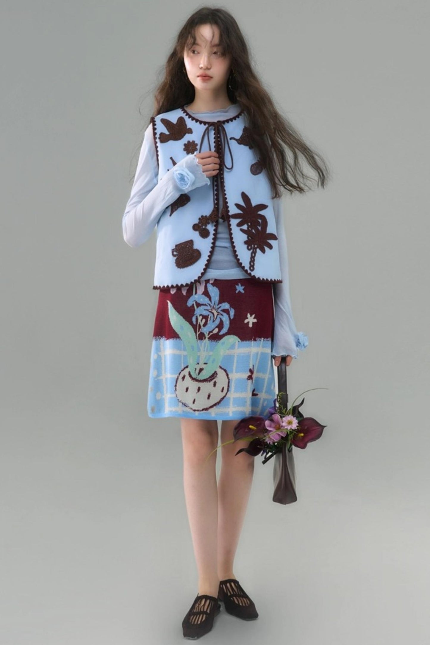 Original Lily Jacquard Tencel Vest Skirt Set-Up