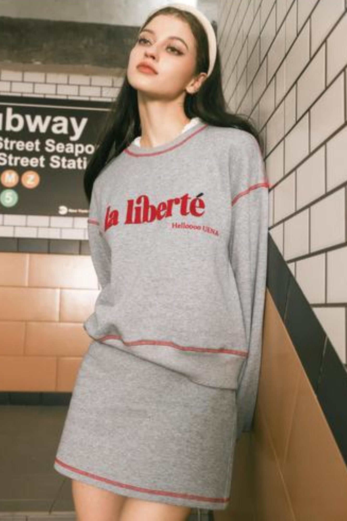 Vintage Gray Sweatshirt & Pants Set-Up