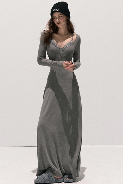 Basic Lace Knit Waist Dress