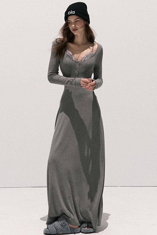 Basic Lace Knit Waist Dress