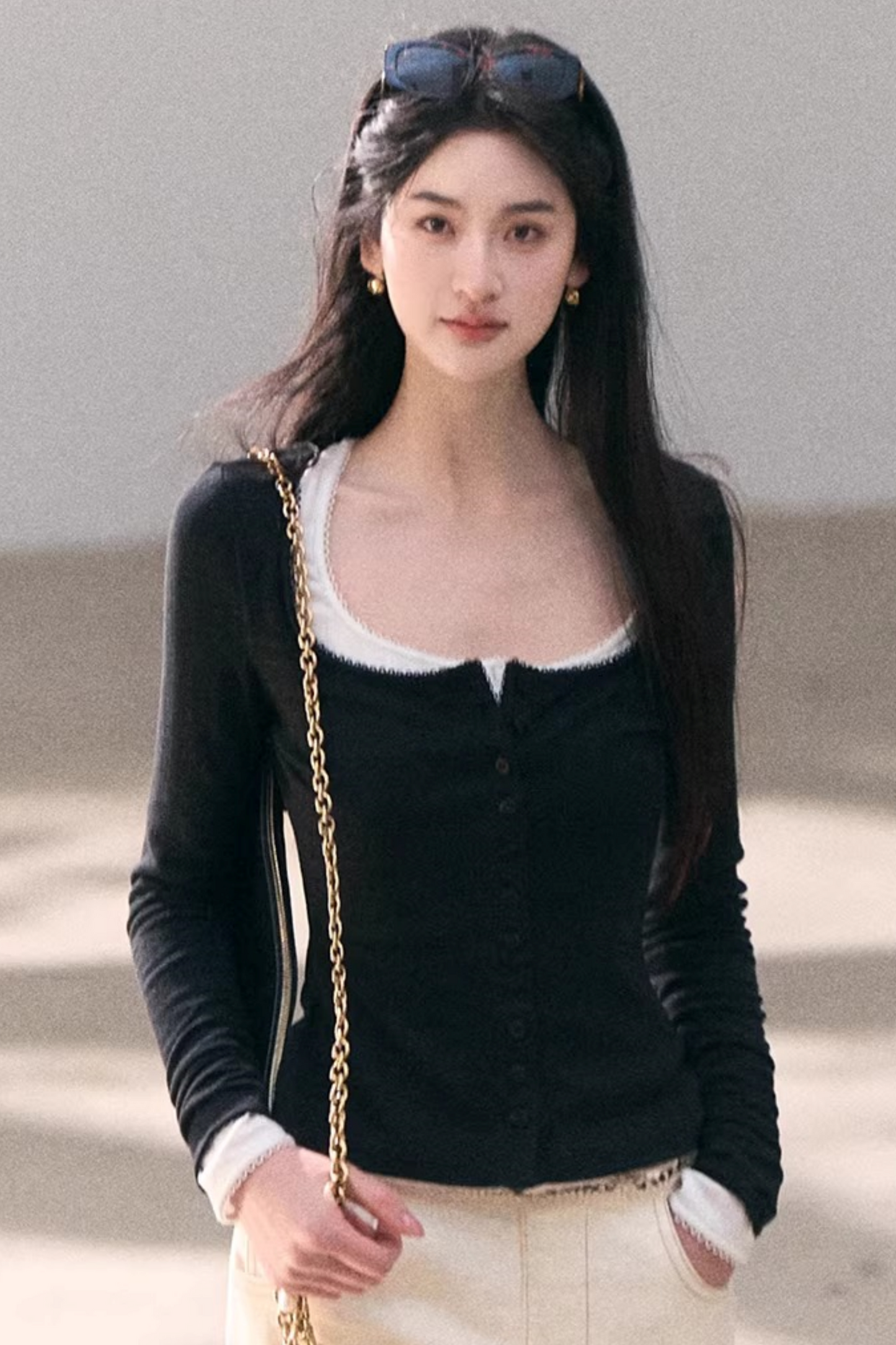 Hollow-Out Ribbed Knit Cardigan