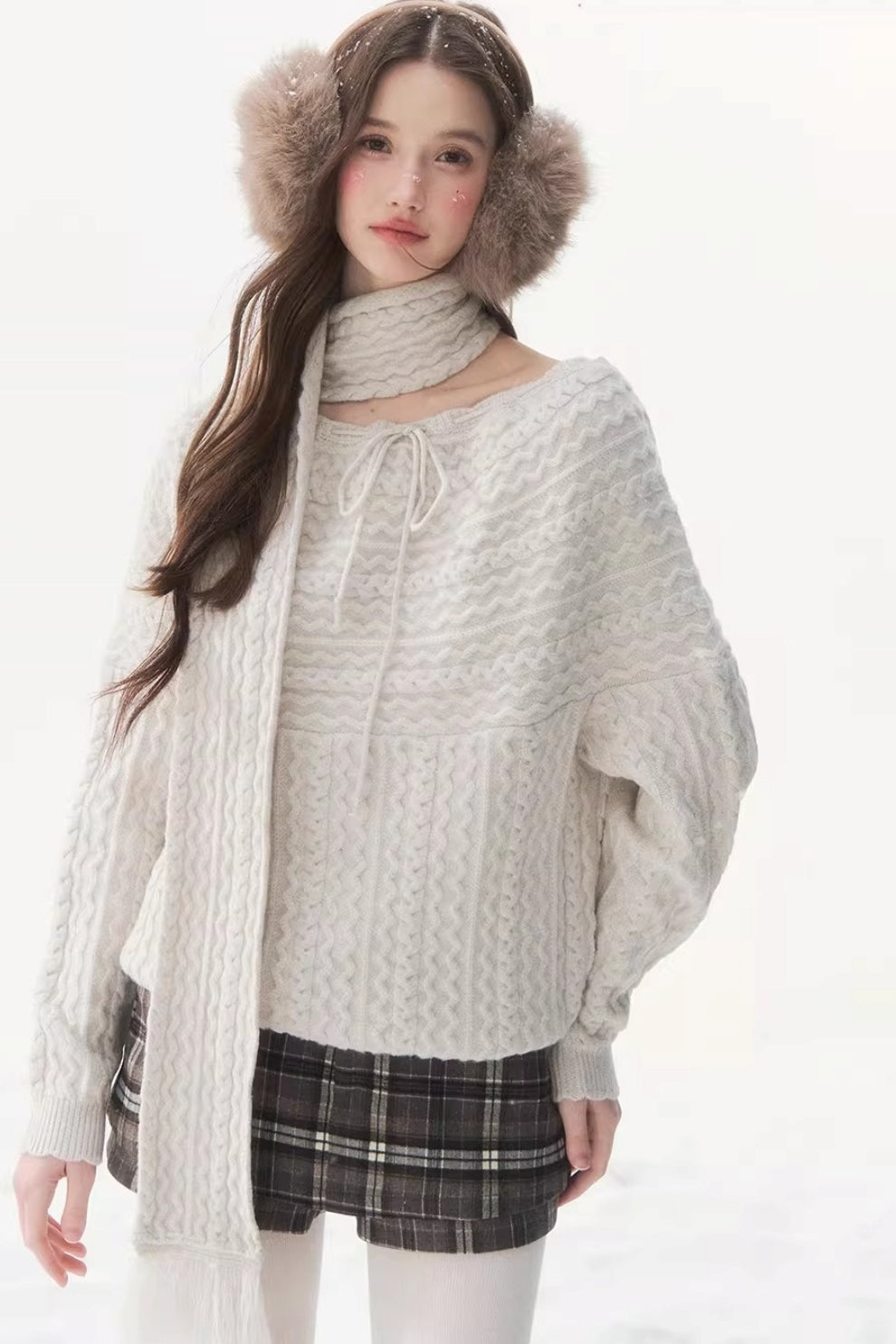 Vintage Off-Shoulder Knit Sweater