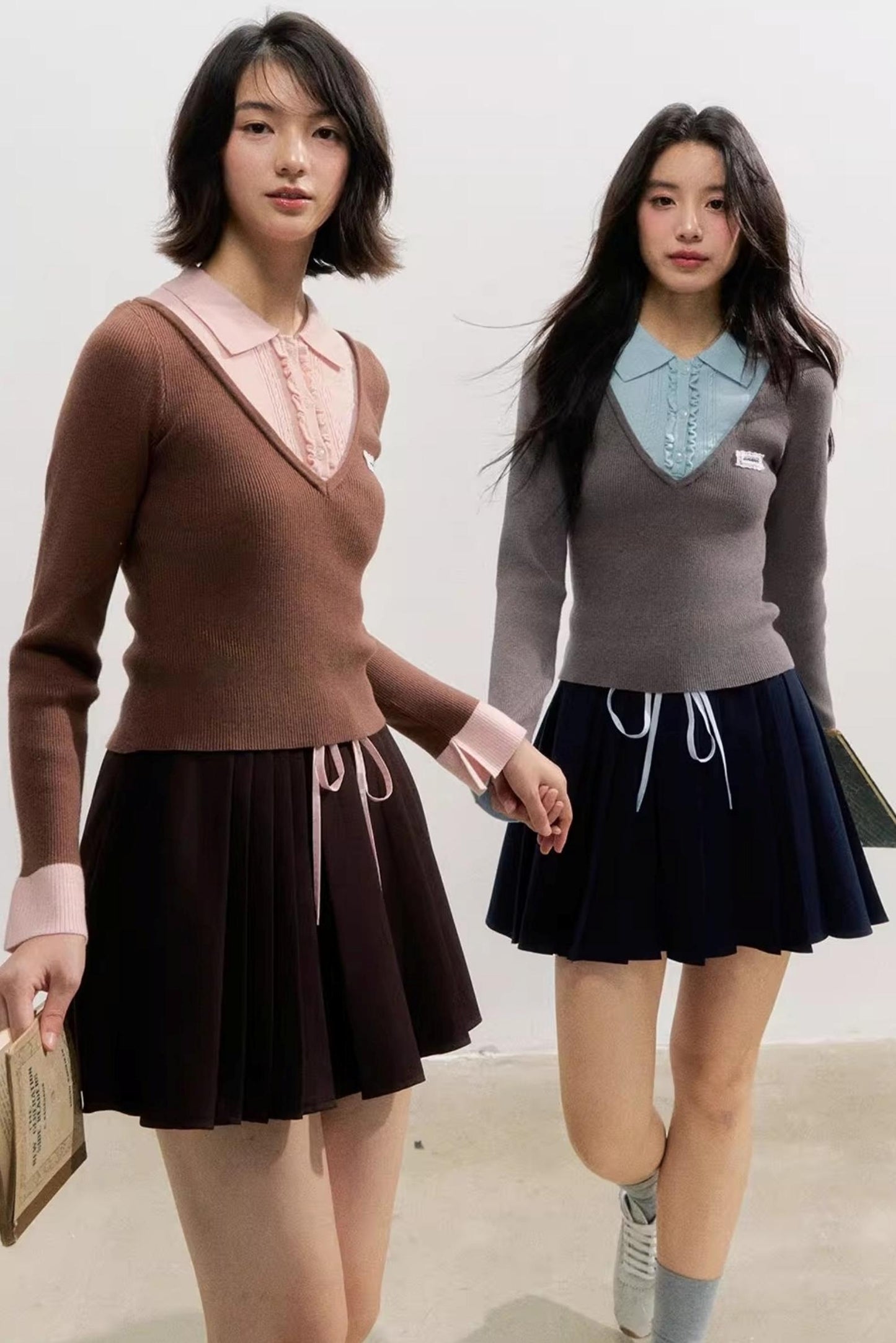 Spliced Waist Collegiate Skirt