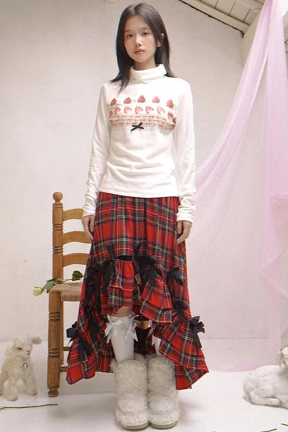 Happy Birthday Strawberry Cake Turtleneck Top