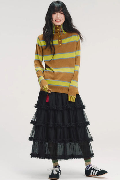 3D Embroidery Ruffled Skirt