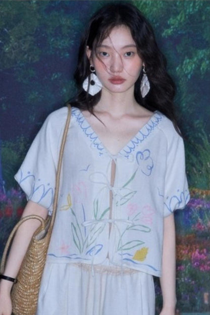 Linen Tie-Top and Pants Set-Up