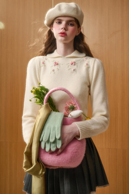 Handmade Wool Doll Collar Top