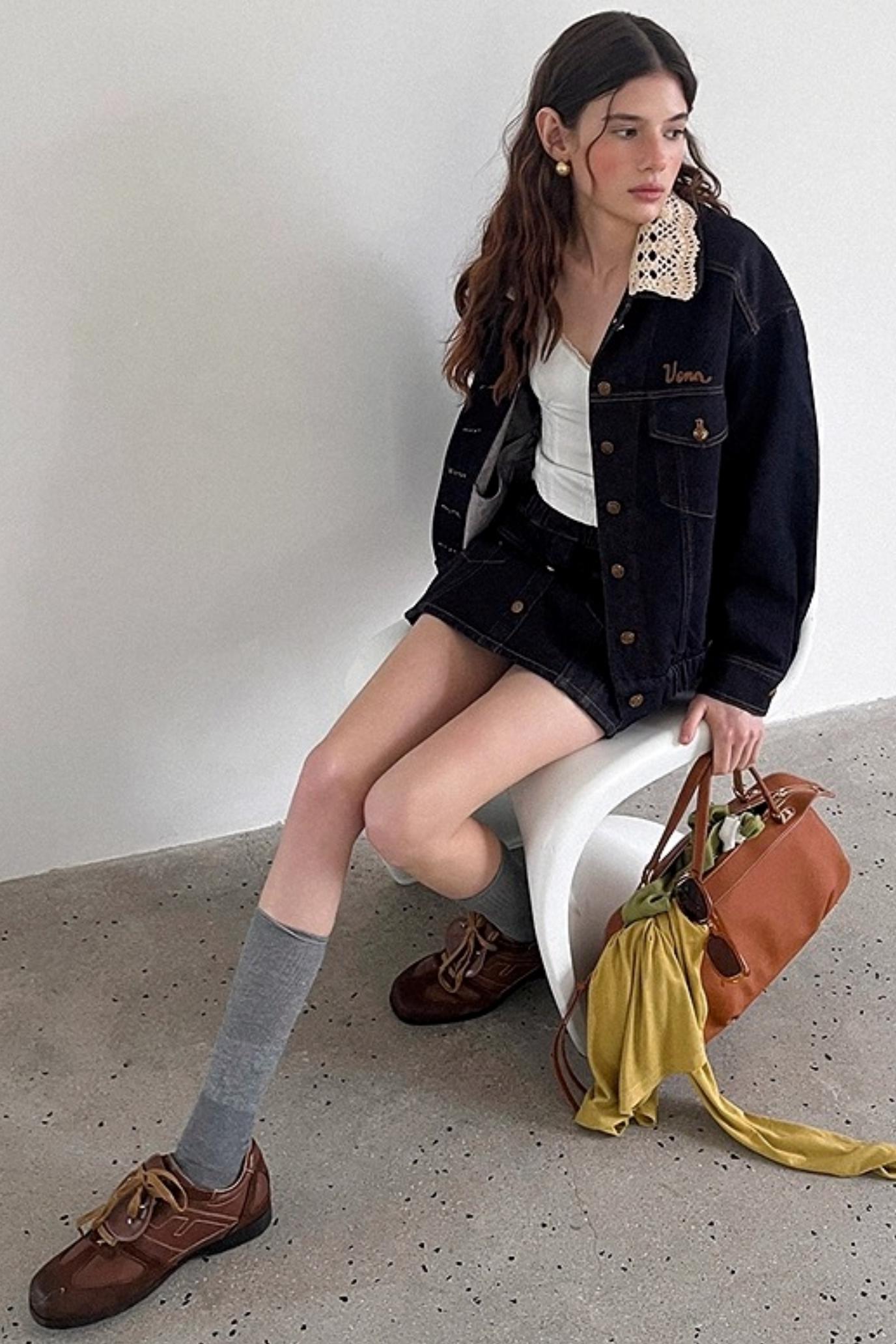 Blue Detachable Denim Jacket Set-Up