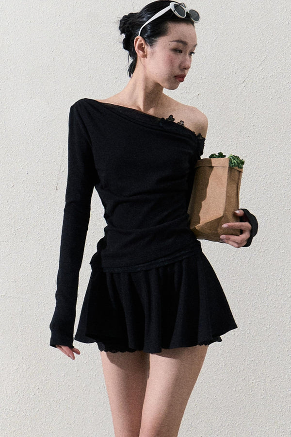 Elegant One-Shoulder Top & Skirt Set-Up