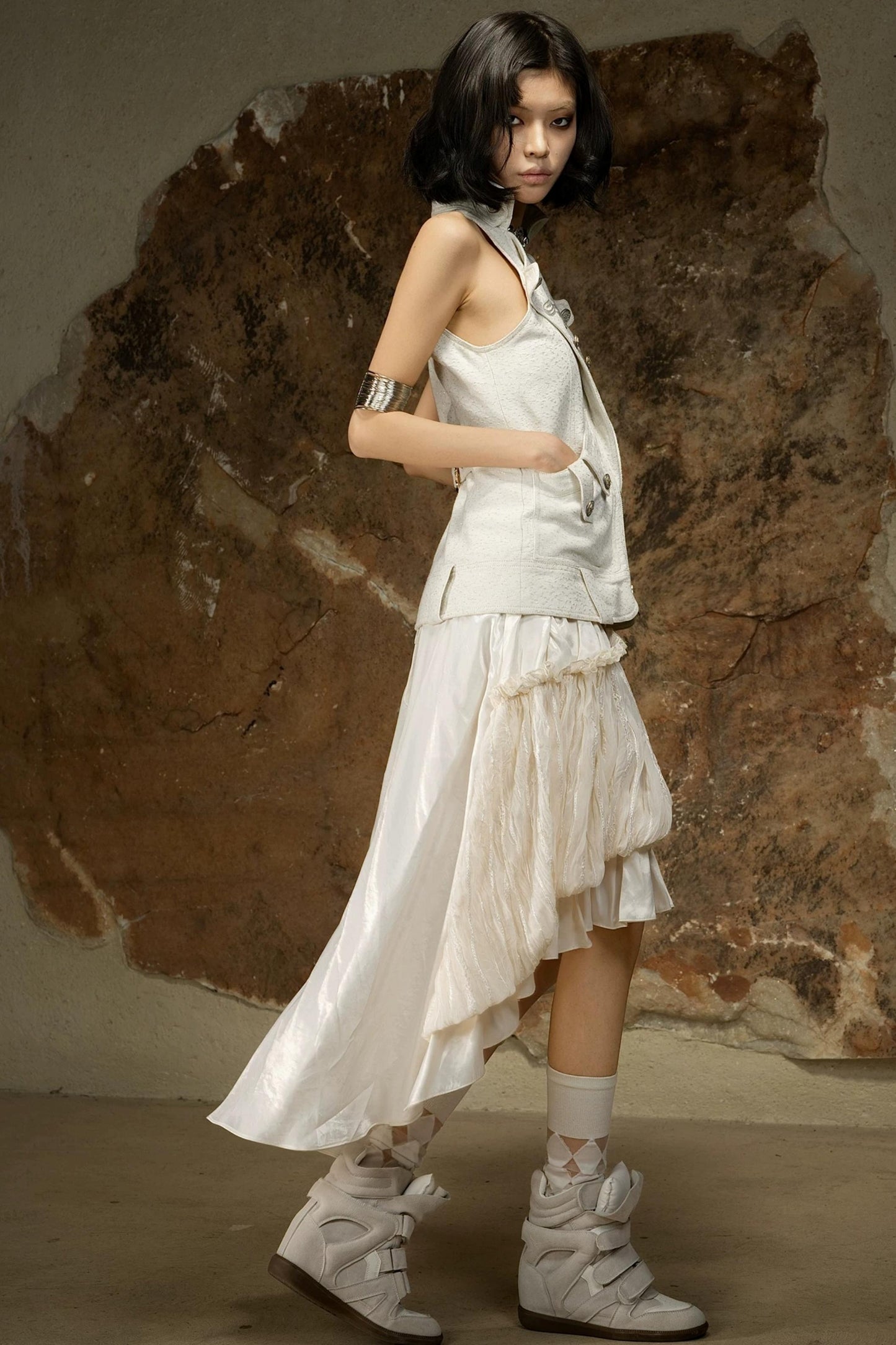 Asymmetrical Retro Tube Skirt