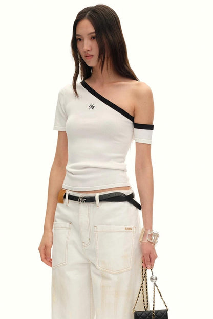Asymmetrical Ice Linen Top