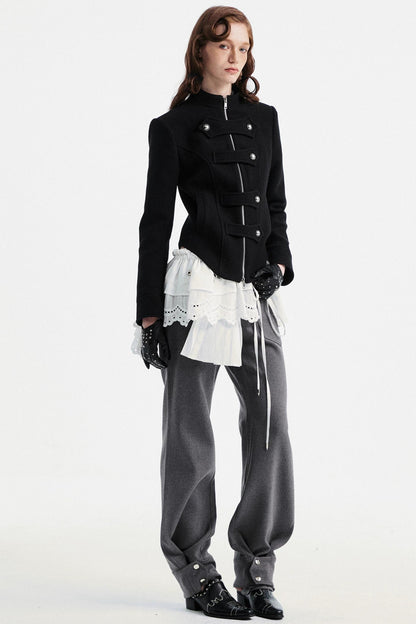 Gray Tapered Flared Pants