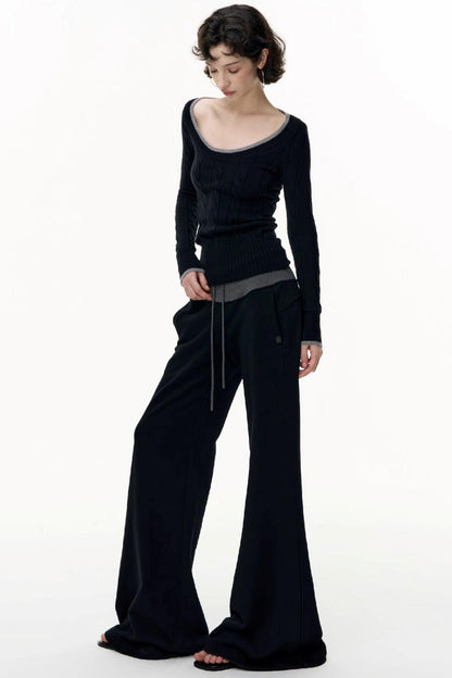 Flared Cotton Wide-Waisted Sweatpants