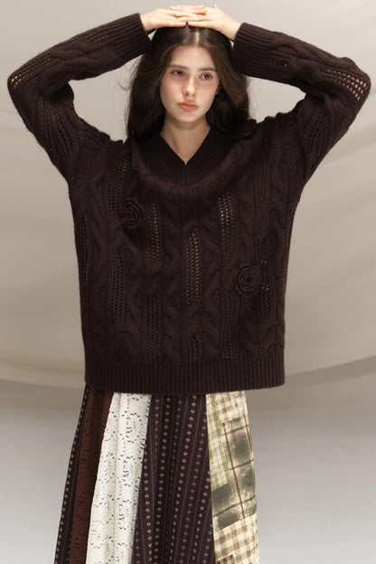 Raccoon Wool Crochet Sweater