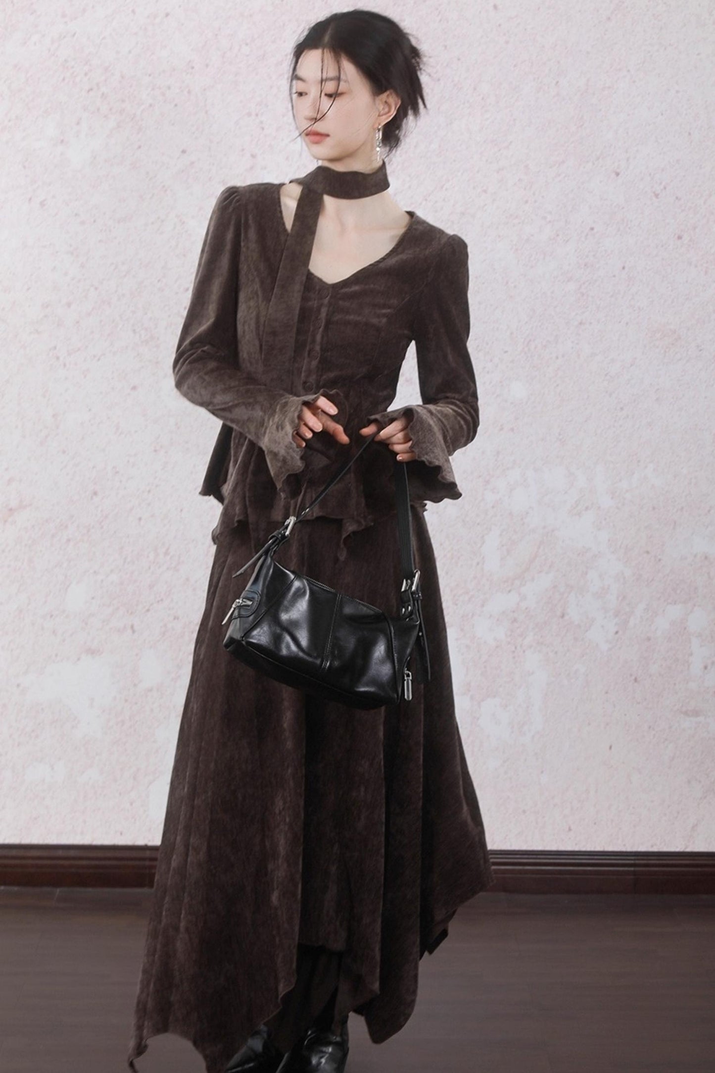 Winter Velvet Top Skirt Set-Up