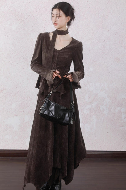 Winter Velvet Top Skirt Set-Up