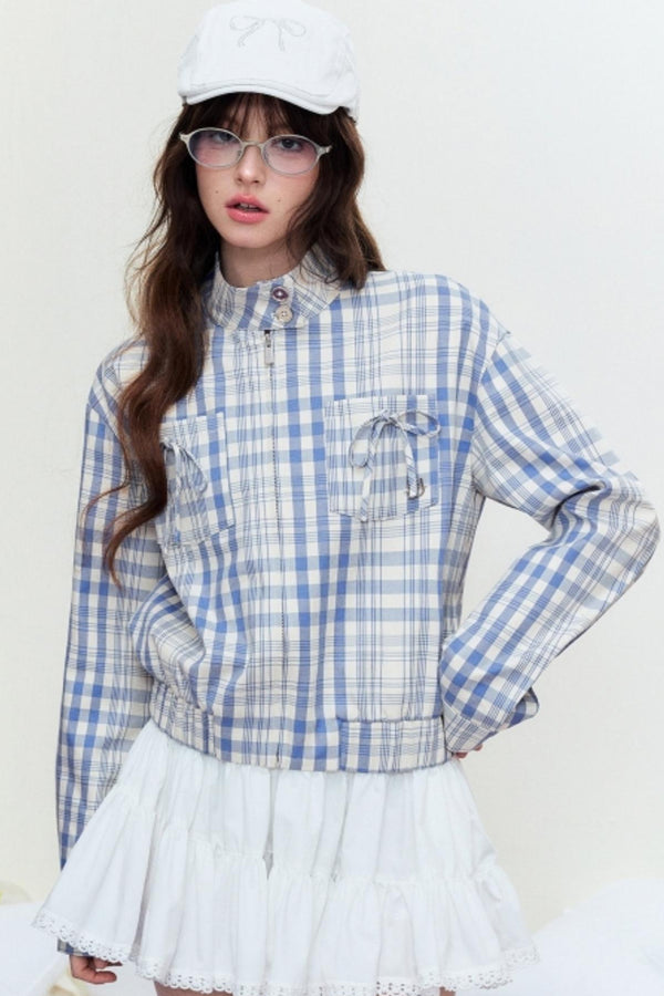 Spring Plaid Bowtie Jacket