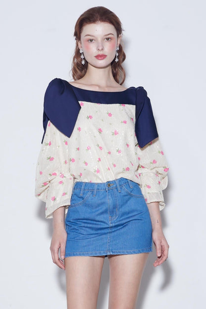 Sequin Rabbit Sleeve Shirt