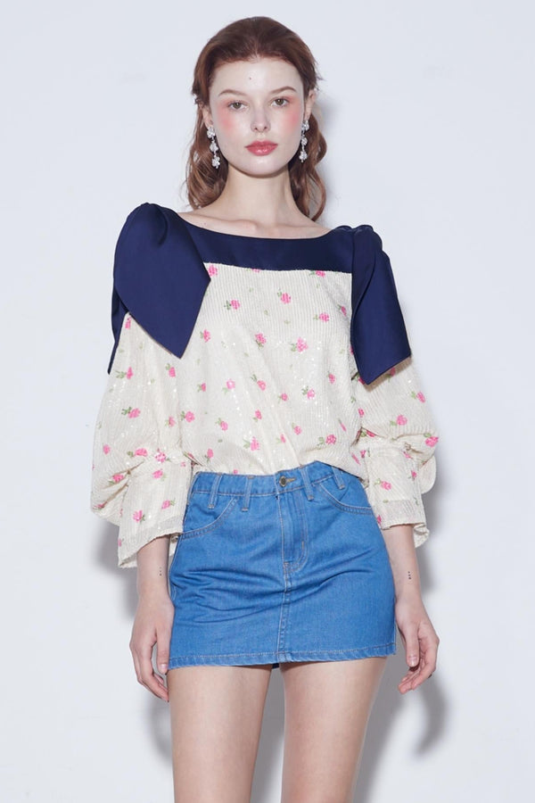 Sequin Rabbit Sleeve Shirt