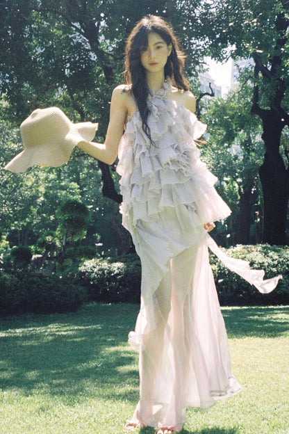 Rose Mesh Fishtail Dress