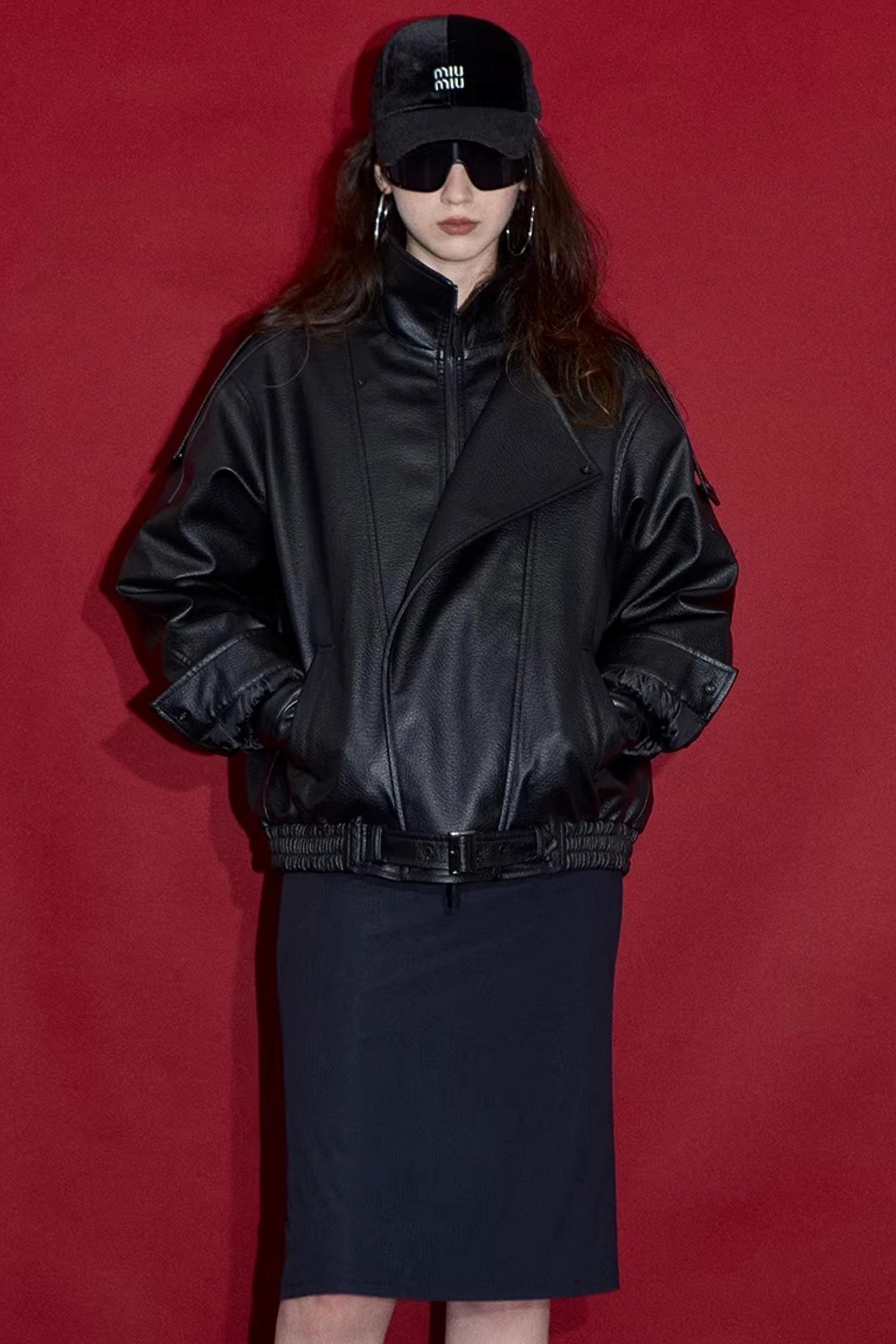 Retro Lychee Pattern Leather Jacket