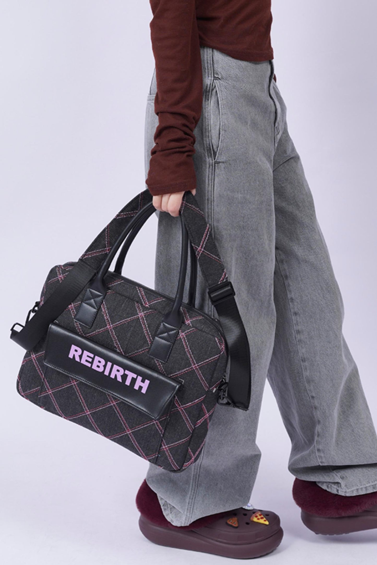 Plaid Denim Laptop Bag