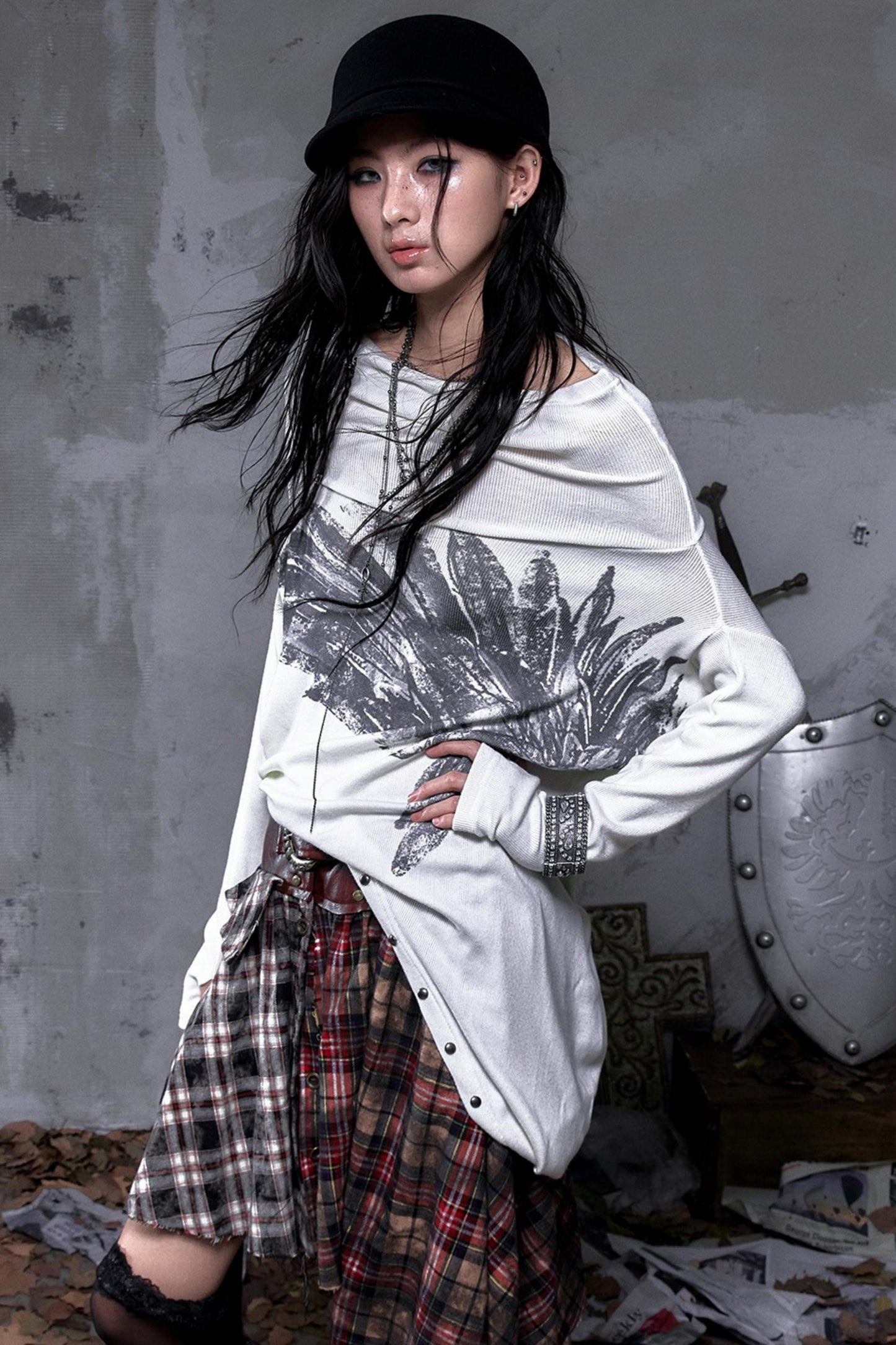 Wasteland Swing Collar Knitted Tops