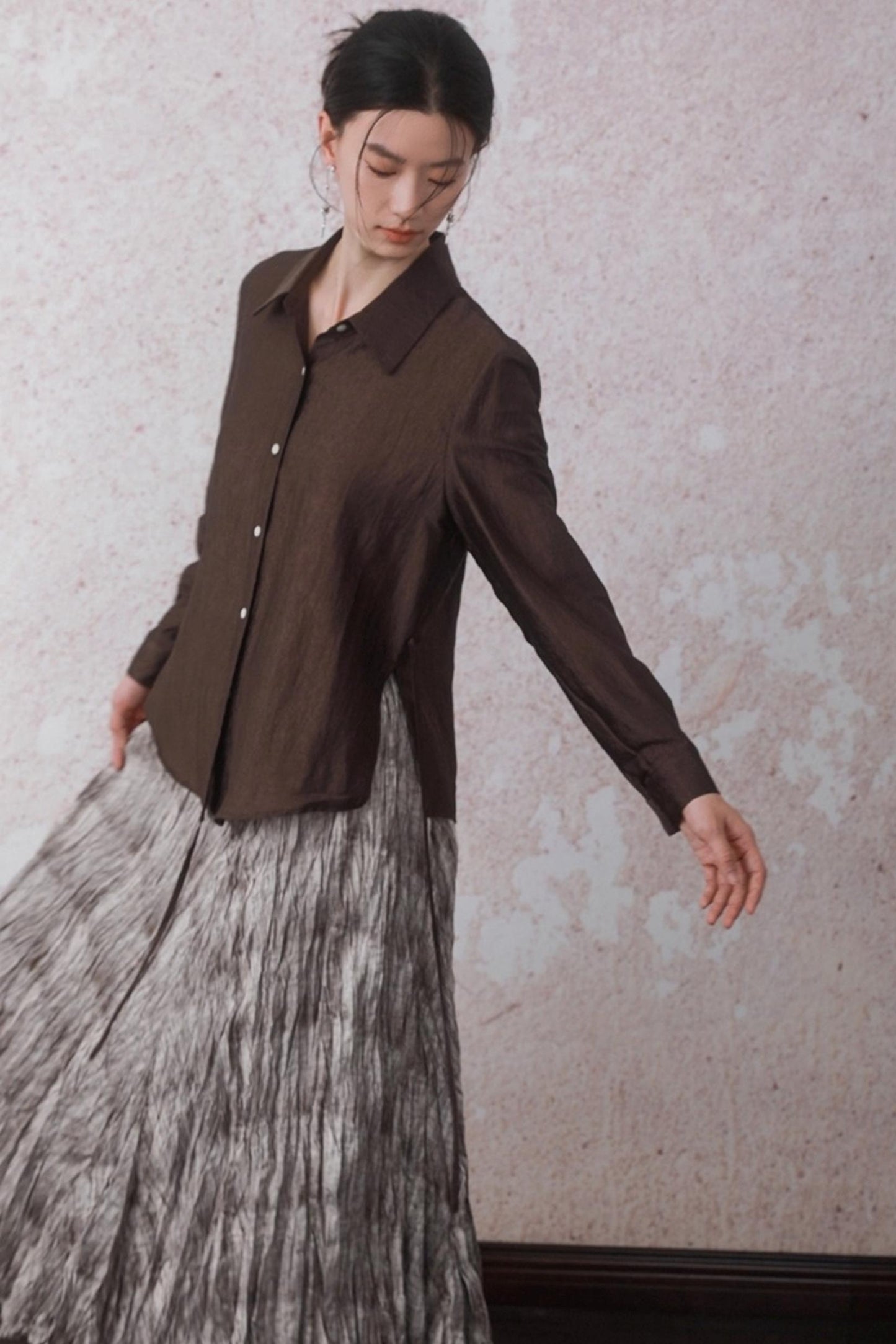 Autumn Acetate Chinese Shirt