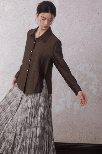 Autumn Acetate Chinese Shirt