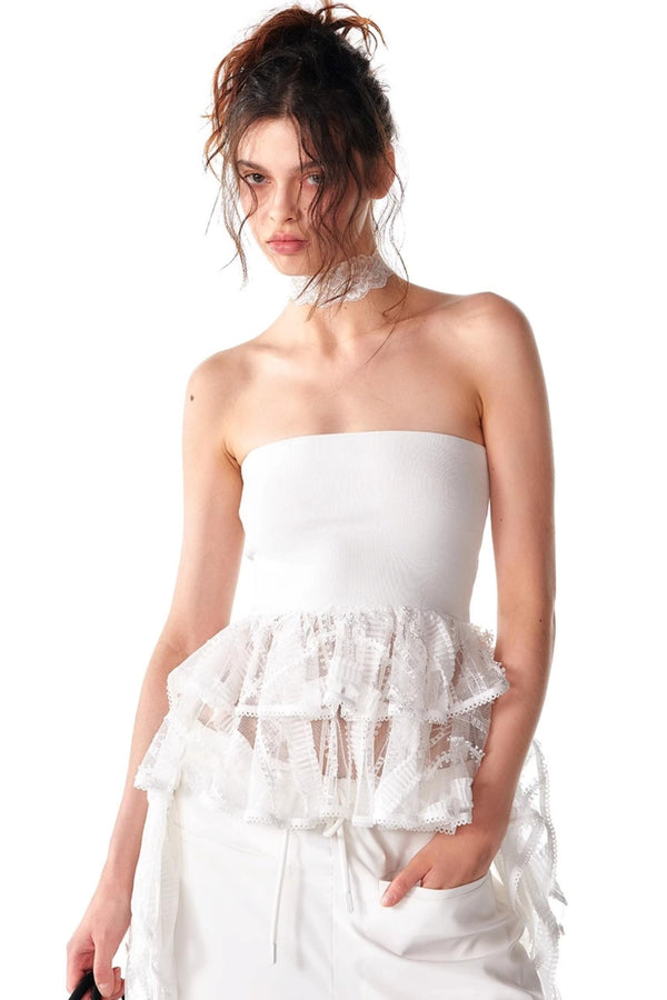 Summer Slim Ruffle Lace Top