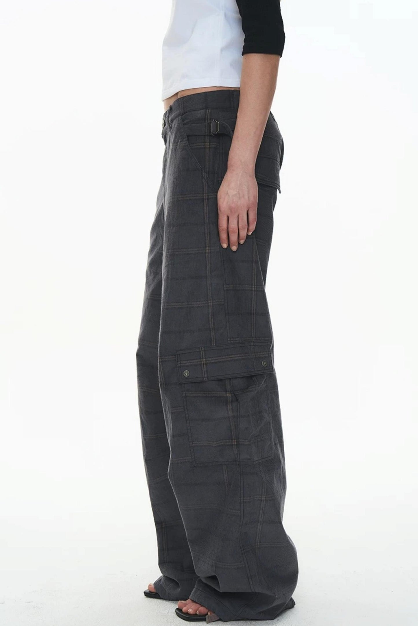 Exitmode Retro Two-Tone Plaid Cargo Pants