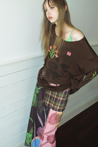 Vintage Mosaic Slanted Shoulder T-Shirt