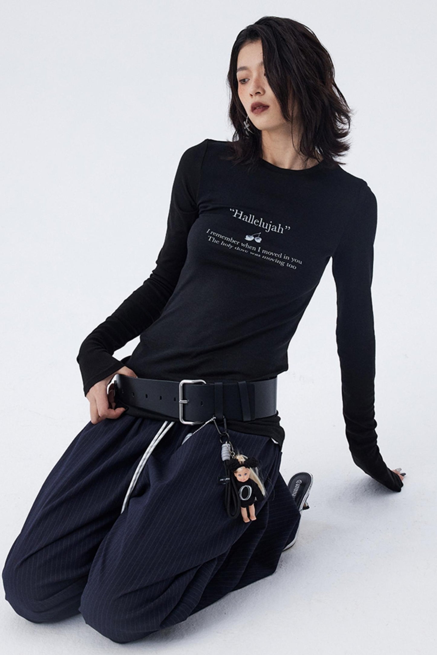 Schmales, bedrucktes Baselayer-Top mit Schleife