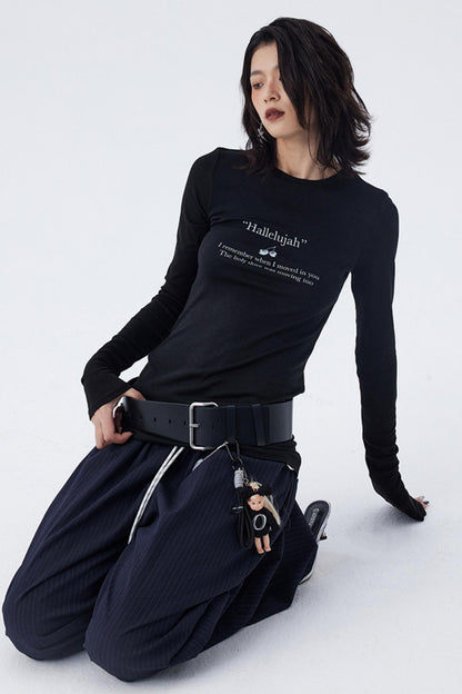 Schmales, bedrucktes Baselayer-Top mit Schleife
