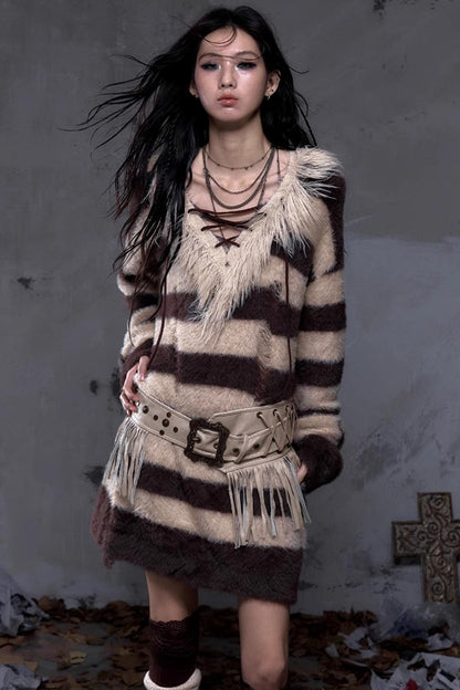 Vintage Punk Fringe Leather Belt