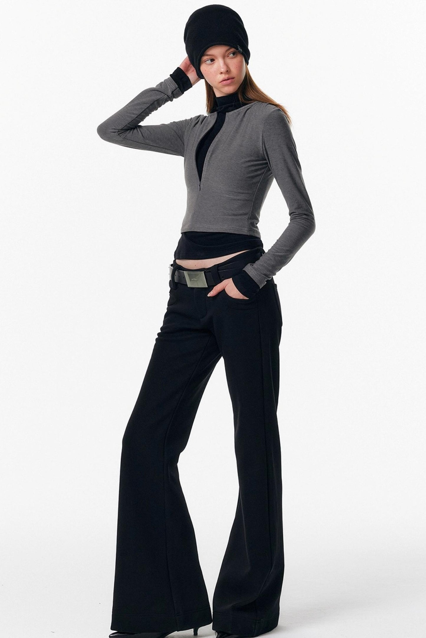 Velvet-Feel Color-Blocked Top