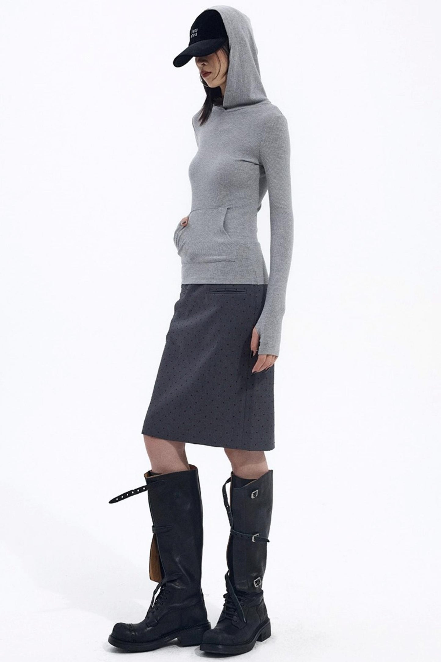 Gray Hooded Winter Sweater