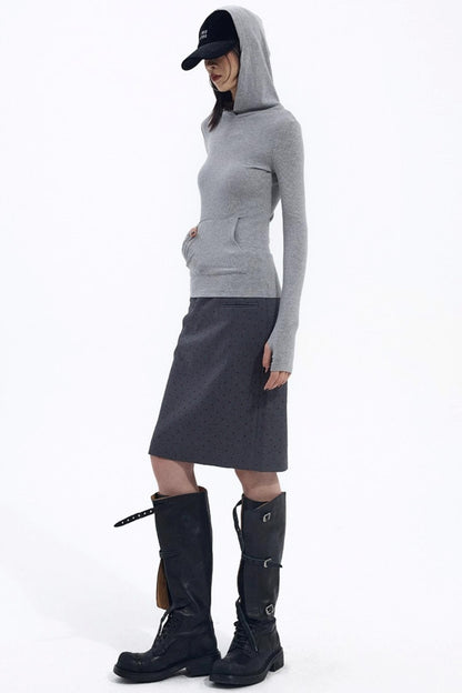 Gray Hooded Winter Sweater