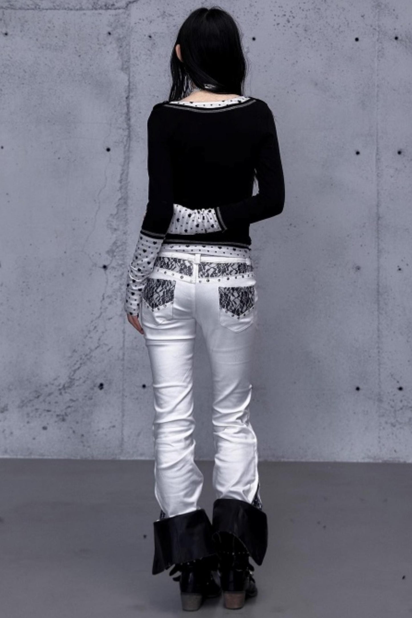 Retro Gold Foil Denim Pants