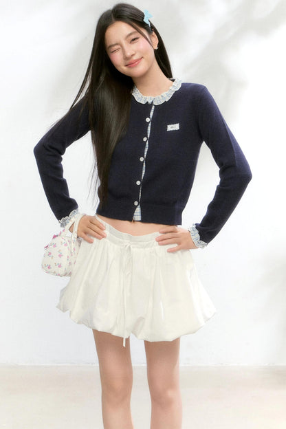 Knitted Plaid Cardigan Sweater Set-Up