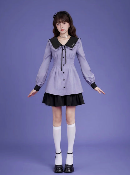 Princess lapel long sleeve dress