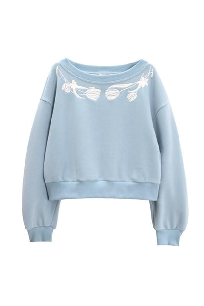 Tulip Embroidery Cloud Sweater