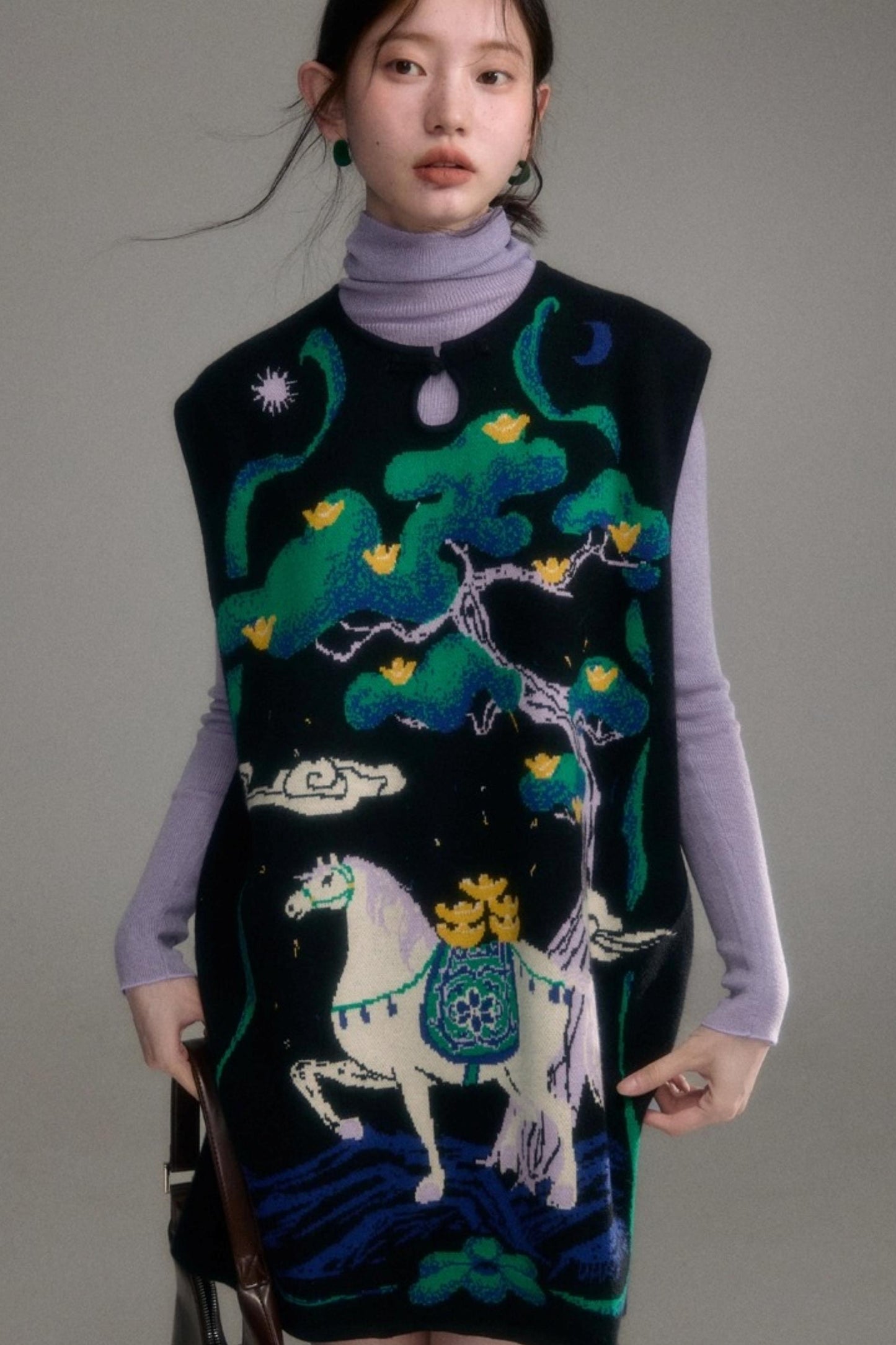 Chinese-Style Knitted Dress Set-Up