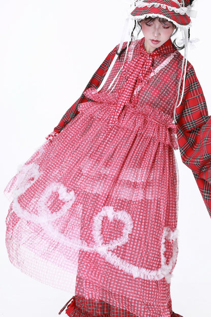 Retro Plaid Mesh Dress