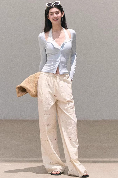 Lace-Trimmed Halter Neck Camisole